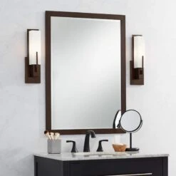 Possini Euro Metzeo 26" X 36" Bronze Rectangular Wall Mirror