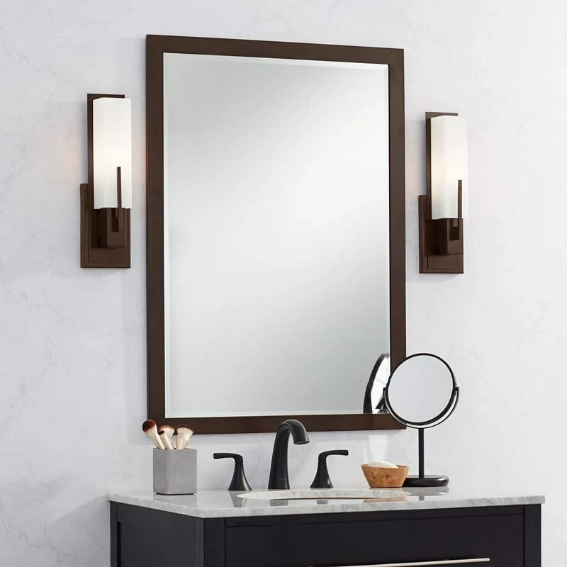 Possini Euro Metzeo 26" X 36" Bronze Rectangular Wall Mirror