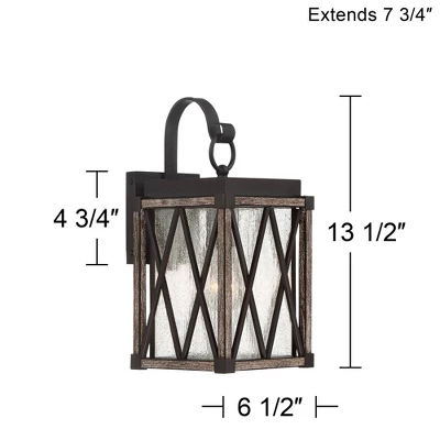 Possini Euro Design Brawley Rustic Industrial Outdoor Wall Light Fixture Bronze Wood Grain 13 1/2" Clear Seedy Glass For Post Exterior Barn Deck House - Image 6