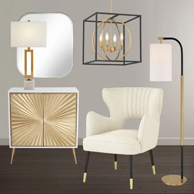 Possini Euro Design Bailey Rounded Corner Rectangular Vanity Wall Mirror Modern Beveled Brushed Gold Frame 27" Wide For Bathroom Bedroom Home Office - Image 7