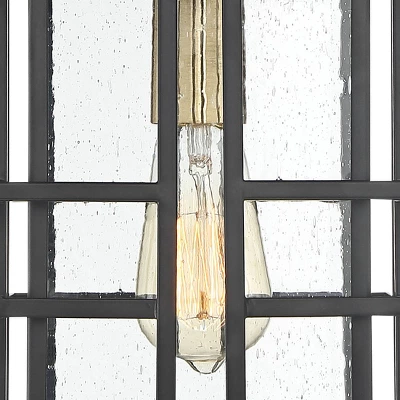 Possini Euro Design Arley Modern Outdoor Hanging Light Black Geometric Frame 12 1/2" Seedy Glass For Post Exterior Barn Deck House Porch Yard Patio - Image 2