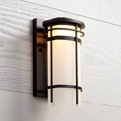 Possini Euro Design Theola Modern Outdoor Wall Light Fixture Bronze LED 12 3/4" Etched Glass Shade For Post Exterior Barn Deck House Porch Yard Patio - Image 6