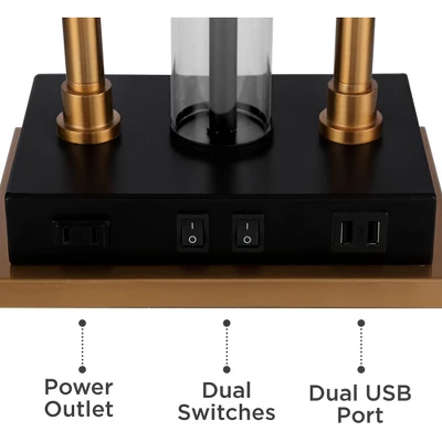 Possini Euro Design Griffin Modern Gooseneck Desk Lamp 31" Tall Gold With USB Charging Port Black Metal Rectangular Shade For Bedroom Living Room Kids - Image 4