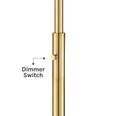 Possini Euro Design Kinsey Modern Torchiere Floor Lamp 72 1/2" Tall Brass Gold Metal Stone Pattern Crystal Glass Shade For Living Room Office House - Image 3