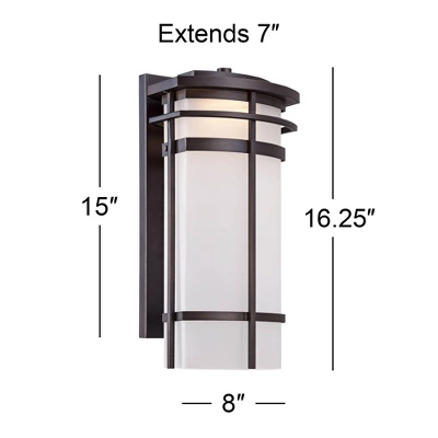 Possini Euro Design Theola Modern Outdoor Wall Light Fixture Bronze LED 16 1/4" Etched Glass Shade For Post Exterior Barn Deck House Porch Yard Patio - Image 6