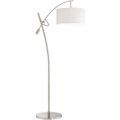 Possini Euro Design Raymond Modern 69" Tall Arc Floor Lamp With Smart Socket Raymond Nickel Adjustable Off-White Shade For Living Room - Image 5