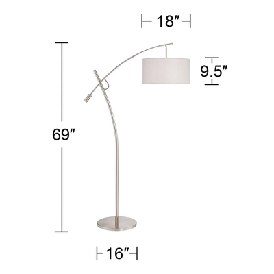 Possini Euro Design Raymond Modern 69" Tall Arc Floor Lamp With Smart Socket Raymond Nickel Adjustable Off-White Shade For Living Room - Image 6