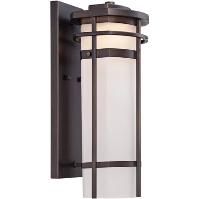 Possini Euro Design Theola Modern Outdoor Wall Light Fixture Bronze LED 16 1/4" Etched Glass Shade For Post Exterior Barn Deck House Porch Yard Patio - Image 4