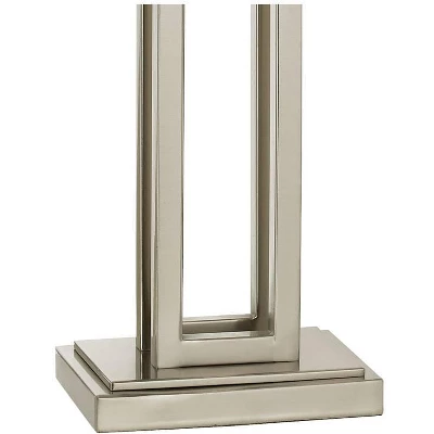 Possini Euro Design Modern Table Lamps 30" Tall Set Of 2 Brushed Nickel Open Rectangular White Box Shade For Living Room Family Bedroom - Image 3