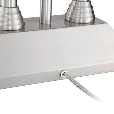 Possini Euro Design Dexter Modern Table Lamp 26" High Brushed Nickel With USB And AC Power Outlet In Base LED Reading Light White Shade For Home Desk - Image 7