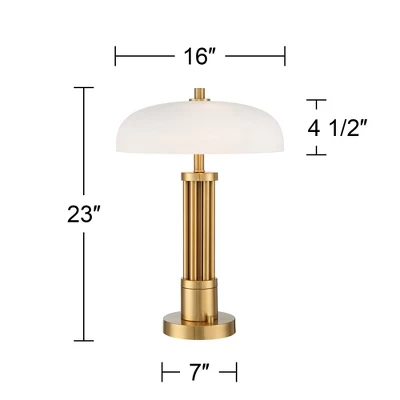 Possini Euro Design Possini Euro® Granview Desk Lamp With Glass Shade And Dual USB Ports - Image 8
