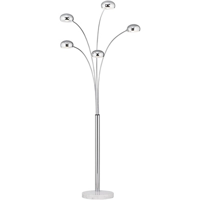 Possini Euro Design Modern Mid Century Arc Floor Lamp With USB Charging Port 5-Light 78" Tall Chrome Metal For Living Room Reading - Image 6