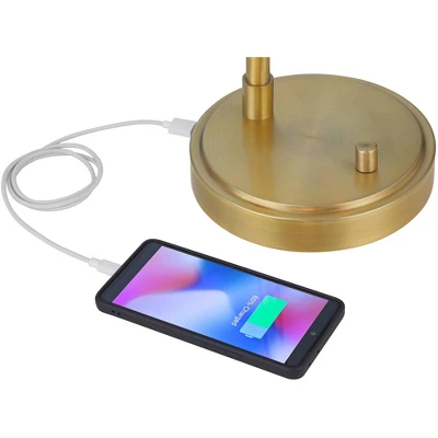Possini Euro Design Possini Euro Vaile Desk Lamp With Dual USB Ports Warm Gold With Glass Shade - Image 3