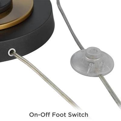 Possini Euro Design Mid Century Modern Torchiere Lamp 4-Light 68" Tall Antique Brass Off White Linen Cone Shade Living Room Office Uplight - Image 4