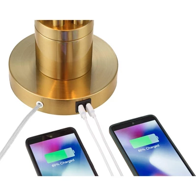 Possini Euro Design Possini Euro® Granview Desk Lamp With Glass Shade And Dual USB Ports - Image 3