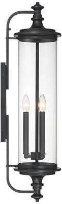 Possini Euro Design Medici Modern Outdoor Wall Light Fixture Black 32 1/4" Clear Glass Cylinder Shade For Post Exterior Barn Deck House Porch Yard - Image 6