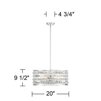 Possini Euro Design Smart Polished Nickel Chandelier 20" Wide Modern Drum Clear Crystal 6-Light Fixture For Dining Room House Foyer Kitchen Island - Image 6