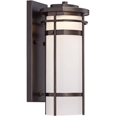 Possini Euro Design Theola Modern Outdoor Wall Light Fixture Bronze LED 12 3/4" Etched Glass Shade For Post Exterior Barn Deck House Porch Yard Patio - Image 4