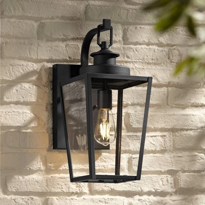 Possini Euro Design Ackerly Modern Outdoor Wall Light Fixture Textured Black 17 1/4" Clear Glass For Post Exterior Barn Deck House Porch Yard Patio - Image 6