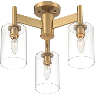 Possini Euro Design Lantico Modern Ceiling Light Semi Flush Mount Fixture 17" Wide Gold 3-Light Clear Glass For Bedroom Kitchen Living Room Hallway - Image 6