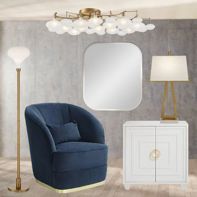 Possini Euro Design Cecil Modern Industrial Torchiere Floor Lamp 71" Tall Warm Gold Metal Opal Glass Shade For Living Room Bedroom Office House Home - Image 7