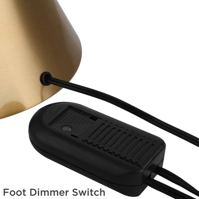 Possini Euro Design Piazza Modern Torchiere Floor Lamp With Riser 77" Tall Black Brass Metal White Glass Shade For Living Room Bedroom Office House - Image 3