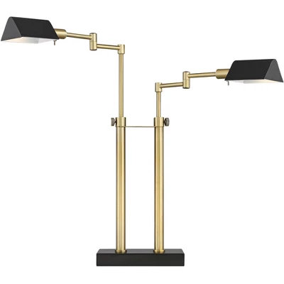 Possini Euro Design Keegan Modern Desk Lamp 24" High Warm Brass With Dual USB Charging Ports LED Adjustable Black Shade For Bedroom Living Room Desk - Image 6