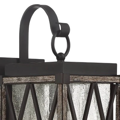 Possini Euro Design Brawley Rustic Industrial Outdoor Wall Light Fixture Bronze Wood Grain 13 1/2" Clear Seedy Glass For Post Exterior Barn Deck House - Image 2