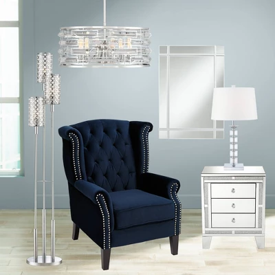 Possini Euro Design Smart Polished Nickel Chandelier 20" Wide Modern Drum Clear Crystal 6-Light Fixture For Dining Room House Foyer Kitchen Island - Image 7