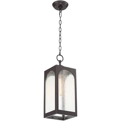Possini Euro Design Tyne Modern Industrial Outdoor Hanging Light Bronze 19" Seedy Glass Shade For Post Exterior Barn Deck House Porch Yard Patio Home - Image 5