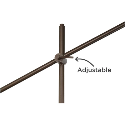 Possini Euro Design Industrial Floor Lamp Adjustable Arm 62.5" Tall Oiled Bronze Metal Light Brown Linen Drum Shade For Living Room Reading - Image 3