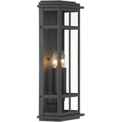 Possini Euro Design Modern Industrial Outdoor Wall Light Fixture Cool Black Windowpane Frame 20" For Post Exterior Barn Deck House - Image 5