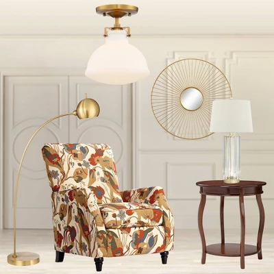 Possini Euro Design Modern Ceiling Light Semi Flush Mount Fixture 9 1/2" Wide Gold Shapely Opal Glass Shade For Bedroom Kitchen Living Room Hallway - Image 7