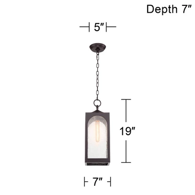 Possini Euro Design Tyne Modern Industrial Outdoor Hanging Light Bronze 19" Seedy Glass Shade For Post Exterior Barn Deck House Porch Yard Patio Home - Image 7