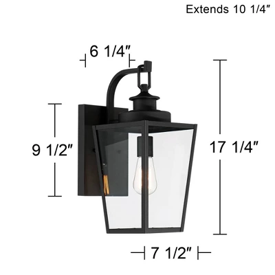 Possini Euro Design Ackerly Modern Outdoor Wall Light Fixture Textured Black 17 1/4" Clear Glass For Post Exterior Barn Deck House Porch Yard Patio - Image 7