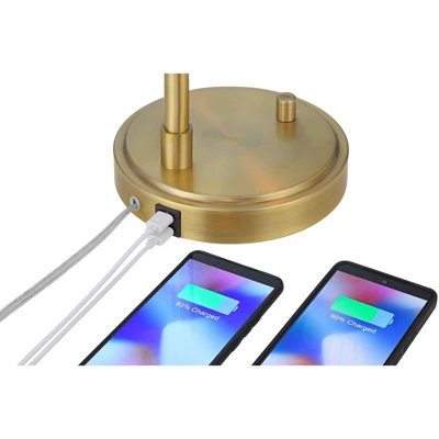 Possini Euro Design Possini Euro Vaile Desk Lamp With Dual USB Ports Warm Gold With Glass Shade - Image 5