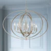 Possini Euro Design Tiller Champagne Satin Silver Pendant Chandelier 31 1/2" Wide Modern Open Orb Frame 8-Light Fixture For Dining Room Kitchen Island