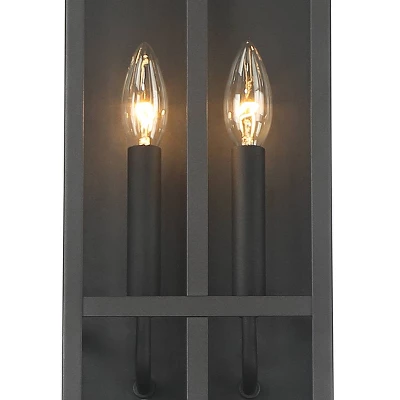 Possini Euro Design Modern Industrial Outdoor Wall Light Fixture Cool Black Windowpane Frame 20" For Post Exterior Barn Deck House - Image 2