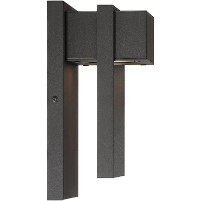 Possini Euro Design Pavel Modern Outdoor Wall Light Fixture Textured Black LED 9 1/2" For Post Exterior Barn Deck House Porch Yard Posts Patio Home - Image 5