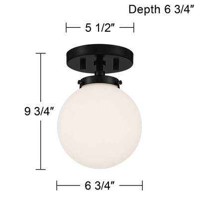 Possini Euro Design Jilly Modern Ceiling Light Semi Flush Mount Fixture 6 3/4" Wide Black White Glass Globe Shade For Bedroom Kitchen Living Room Home - Image 5