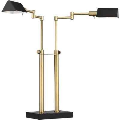 Possini Euro Design Keegan Modern Desk Lamp 24" High Warm Brass With Dual USB Charging Ports LED Adjustable Black Shade For Bedroom Living Room Desk - Image 7