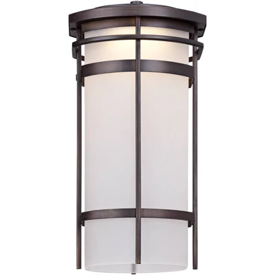 Possini Euro Design Theola Modern Outdoor Wall Light Fixture Bronze LED 12 3/4" Etched Glass Shade For Post Exterior Barn Deck House Porch Yard Patio - Image 2