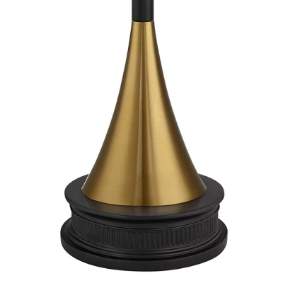 Possini Euro Design Piazza Modern Torchiere Floor Lamp With Riser 77" Tall Black Brass Metal White Glass Shade For Living Room Bedroom Office House - Image 2