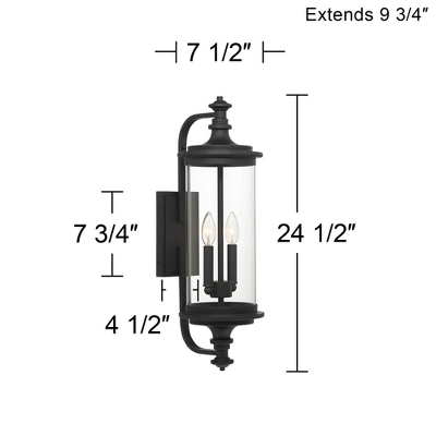 Possini Euro Design Medici Modern Outdoor Wall Light Fixture Black Metal 24 1/2" Clear Glass For Post Exterior Barn Deck House Porch Yard Patio Home - Image 7