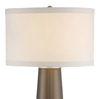 Possini Euro Design Karen Modern Table Lamp 36" Tall Dark Gold Glass With Table Top Dimmer Off White Fabric Drum Shade For Bedroom Living Room Bedside - Image 2