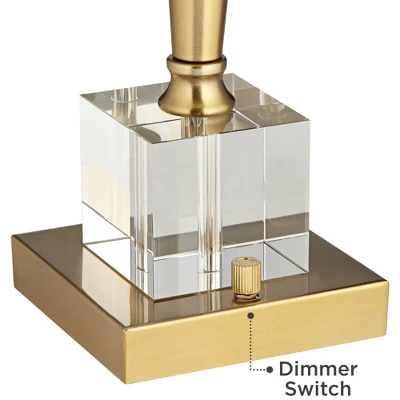 Possini Euro Design Wayne Modern Table Lamps 29 1/4" Tall Set Of 2 Brass With USB Charging Port White Fabric Drum Shade For Bedroom Living Room Kids - Image 4