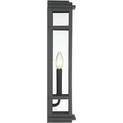 Possini Euro Design Modern Industrial Outdoor Wall Light Fixture Cool Black Windowpane Frame 20" For Post Exterior Barn Deck House - Image 6