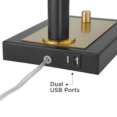 Possini Euro Design Possini Euro Hayven Desk Lamp With Dual USB Ports In Warm Gold With Black - Image 4