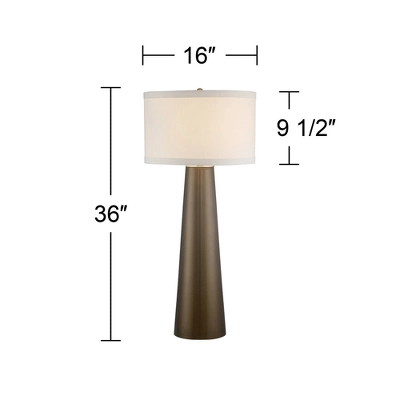 Possini Euro Design Karen Modern Table Lamp 36" Tall Dark Gold Glass With Table Top Dimmer Off White Fabric Drum Shade For Bedroom Living Room Bedside - Image 5