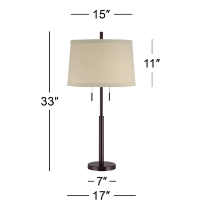 Possini Euro Design Modern Buffet Table Lamp 33" Tall With USB Charging Port Dark Bronze Drum Shade For Bedroom Living Room Office - Image 6